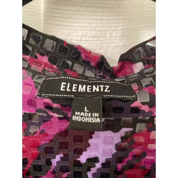 ELEMENTZ Purple Shiny Shirt Button Down Large 2 Pockets party going out - Picture 4 of 6